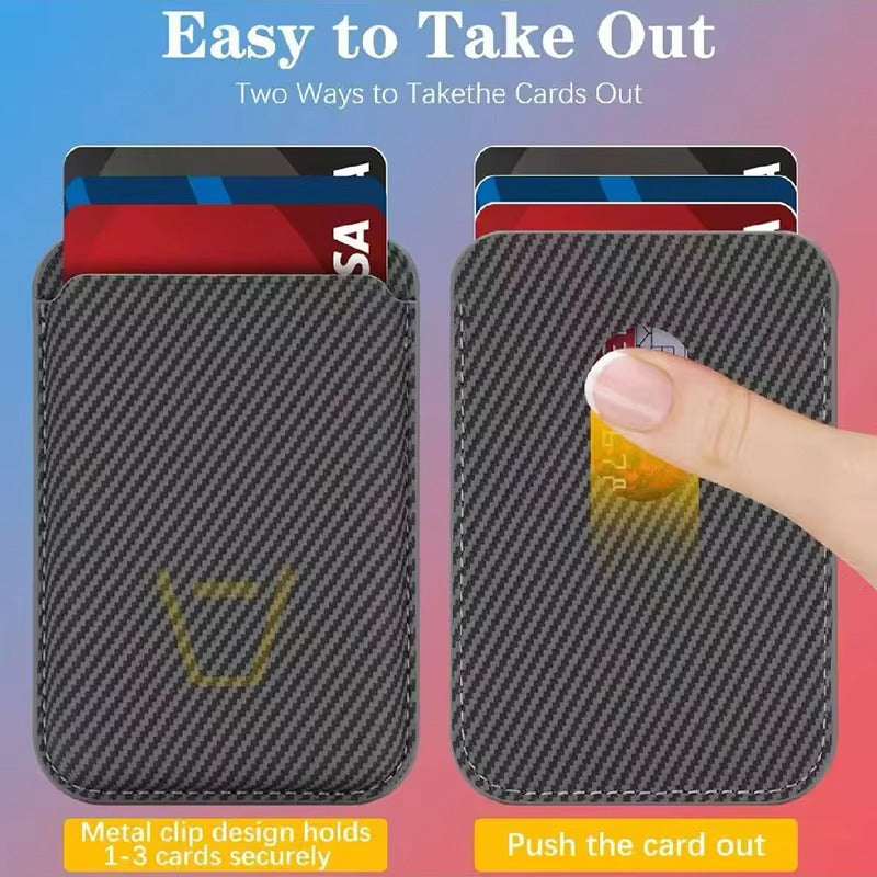Elite iPhone Carbon Fiber MagSafe Wallet, Strong Magnetic Card Holder with Slim Storage Pocket, Anti-Fingerprint Lightweight Design