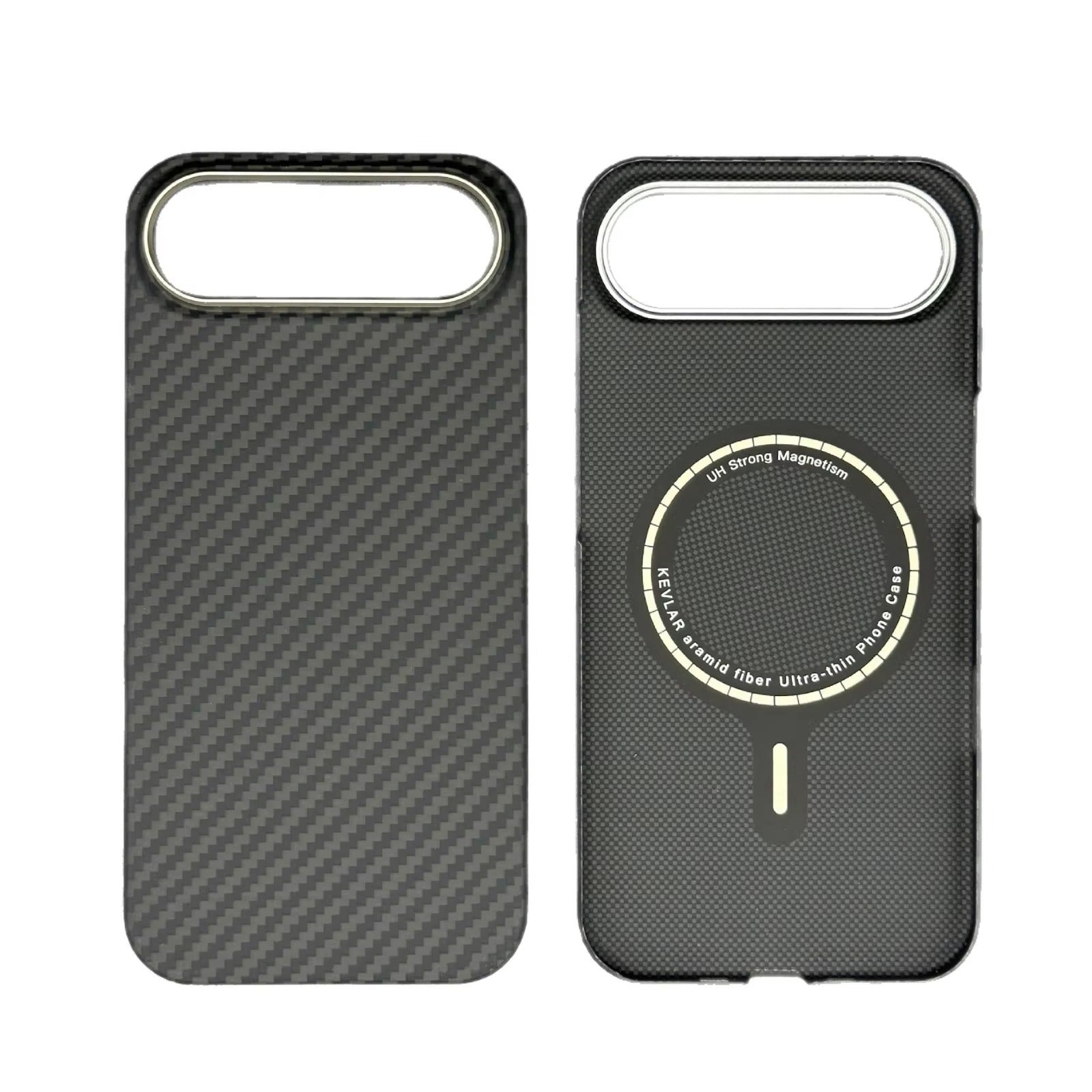Elite iPhone Case — MagSafe Carbon Fiber 1500D Kevlar Cover with Metal Lens Ring, Shockproof Anti-Fingerprint Protection and Durable Textured Design