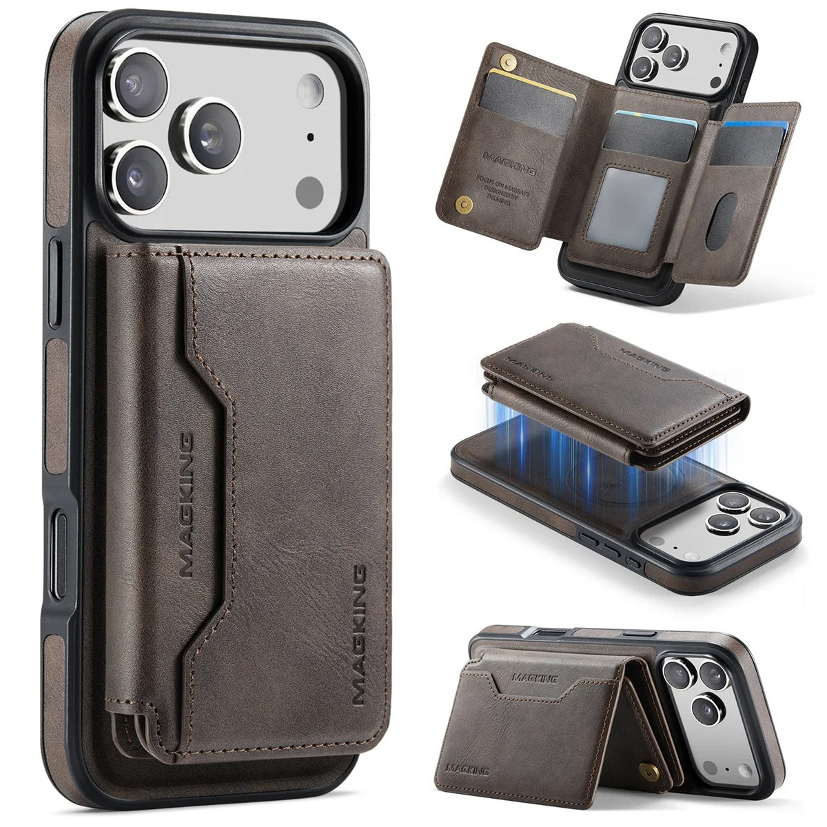 Elite iPhone Detachable Magnetic Leather Wallet Case, MagSafe-Compatible Card Holder with Shock Protection & Scratch Resistance