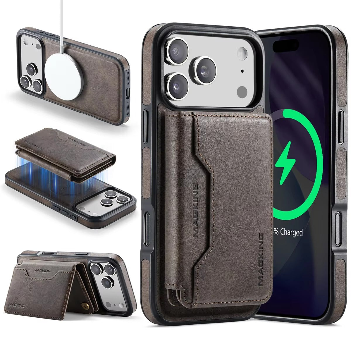 Elite iPhone Detachable Magnetic Leather Wallet Case, MagSafe-Compatible Card Holder with Shock Protection & Scratch Resistance