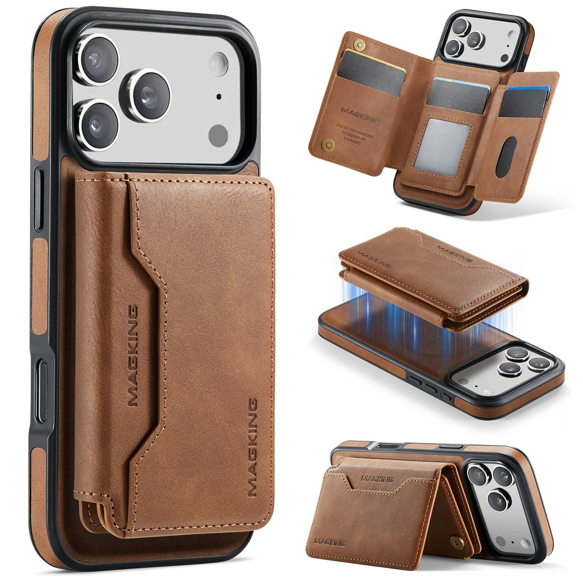 Elite iPhone Detachable Magnetic Leather Wallet Case, MagSafe-Compatible Card Holder with Shock Protection & Scratch Resistance