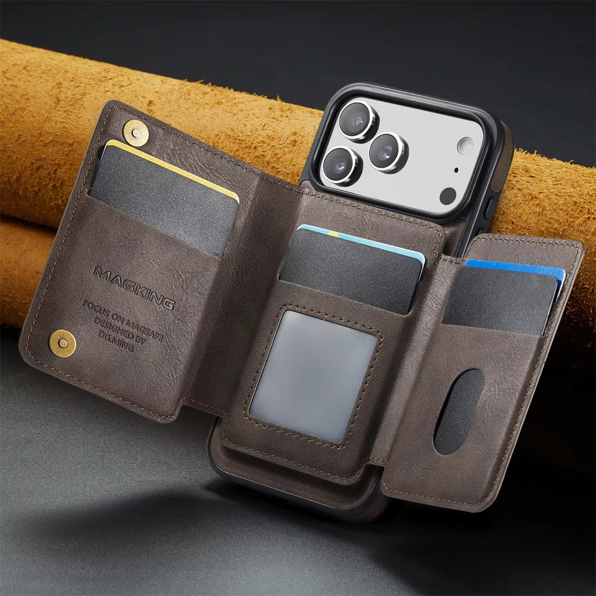 Elite iPhone Detachable Magnetic Leather Wallet Case, MagSafe-Compatible Card Holder with Shock Protection & Scratch Resistance