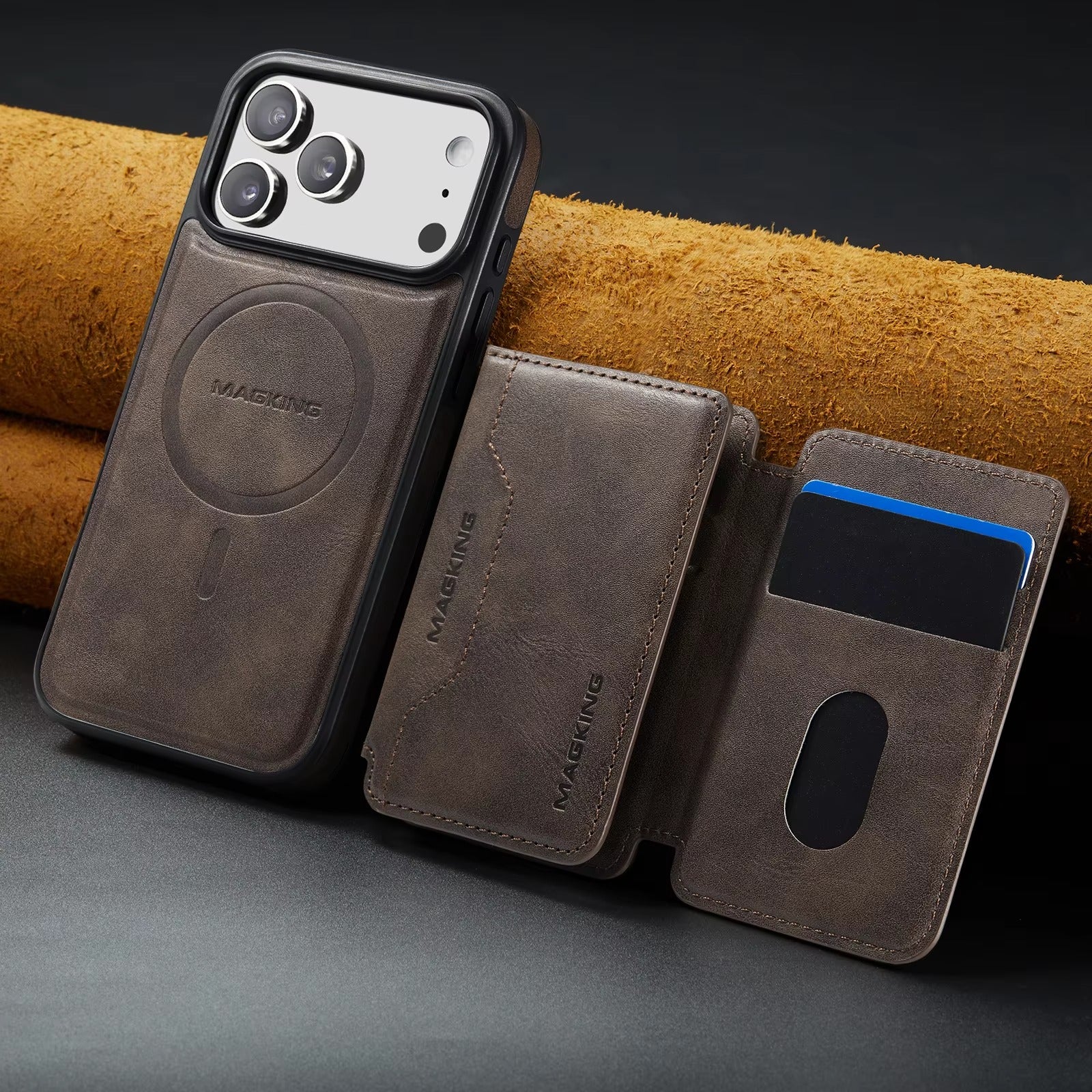 Elite iPhone Detachable Magnetic Leather Wallet Case, MagSafe-Compatible Card Holder with Shock Protection & Scratch Resistance