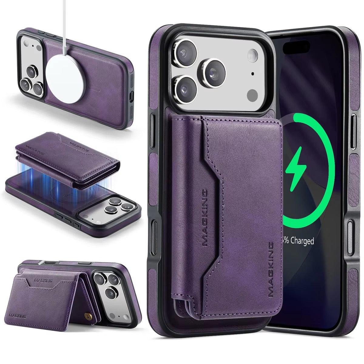Elite iPhone Detachable Magnetic Leather Wallet Case, MagSafe-Compatible Card Holder with Shock Protection & Scratch Resistance