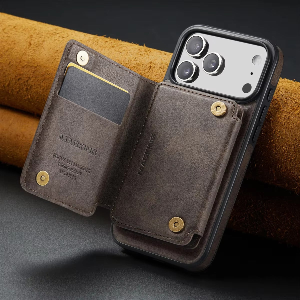 Elite iPhone Detachable Magnetic Leather Wallet Case, MagSafe-Compatible Card Holder with Shock Protection & Scratch Resistance