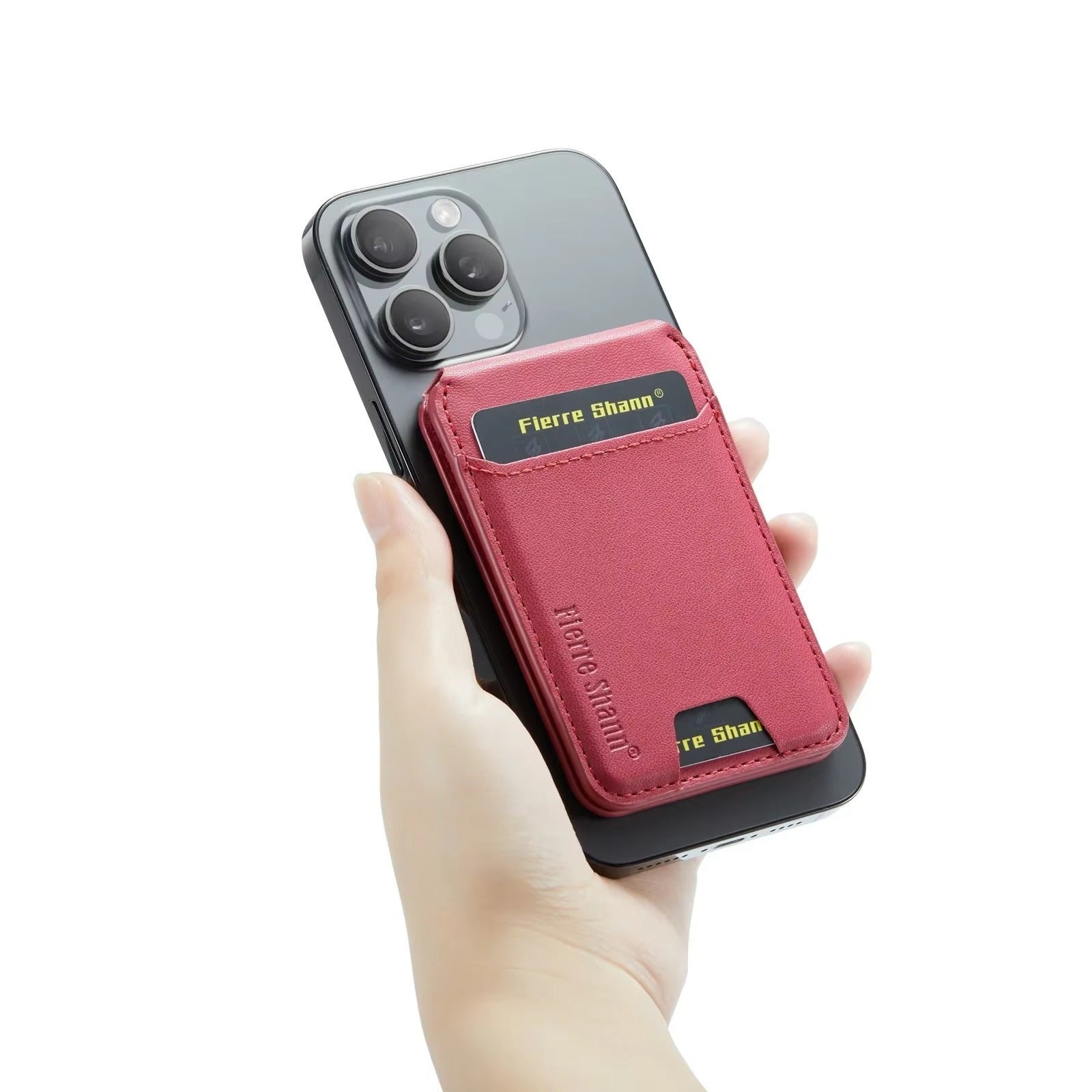 Elite iPhone MagSafe Card Holder Case, Carbon Fiber Texture Wallet with Kickstand, RFID-Protected Card Slots & Rotating Stand Design