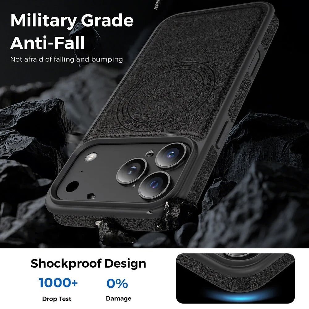 Elite iPhone Magnetic PU Leather Wallet Case, MagSafe-Compatible Card Holder with Shock Protection & Secure Storage