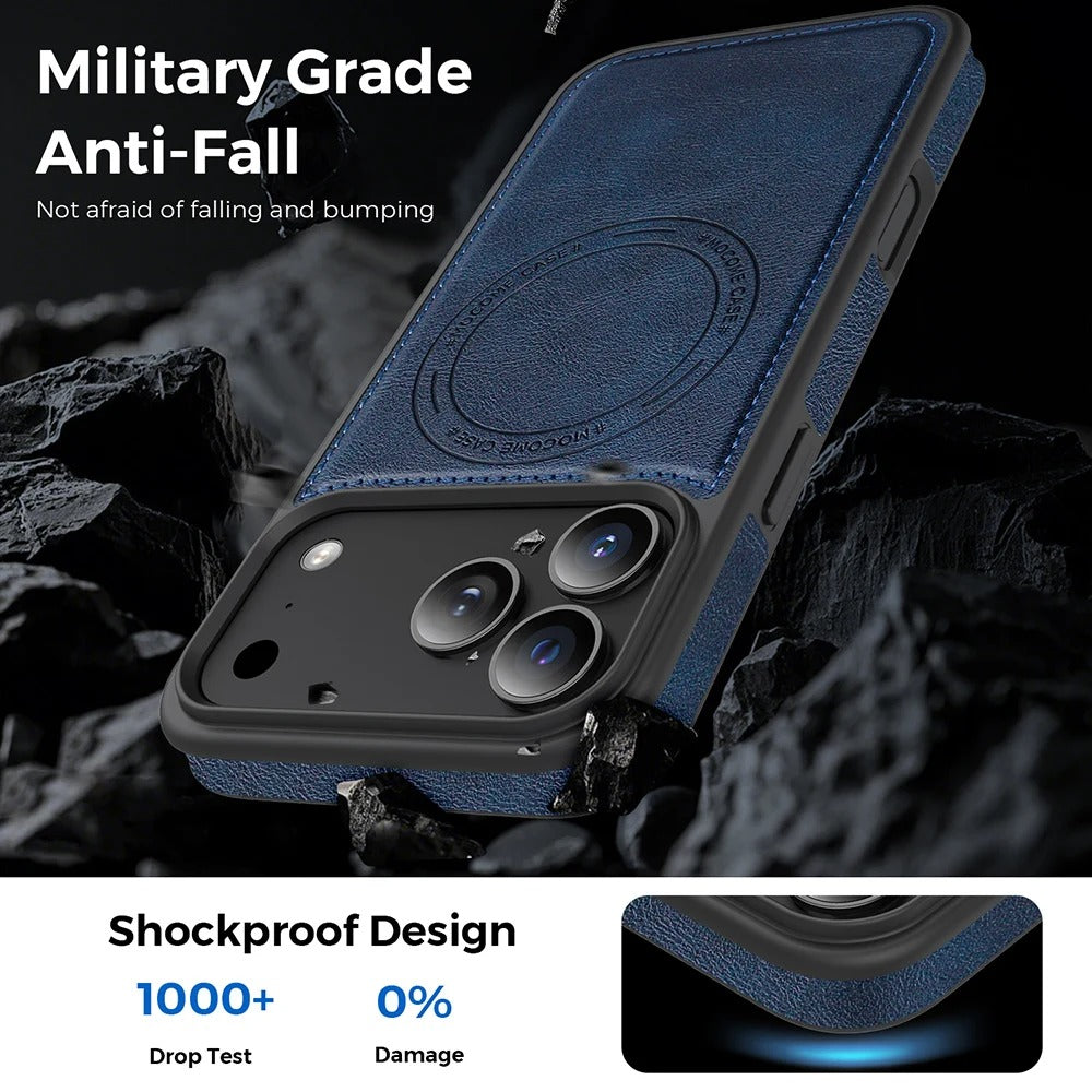 Elite iPhone Magnetic PU Leather Wallet Case, MagSafe-Compatible Card Holder with Shock Protection & Secure Storage