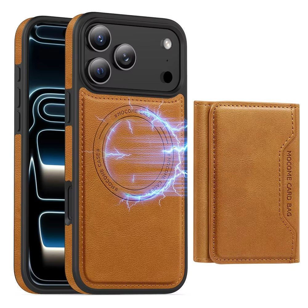 Elite iPhone Magnetic PU Leather Wallet Case, MagSafe-Compatible Card Holder with Shock Protection & Secure Storage