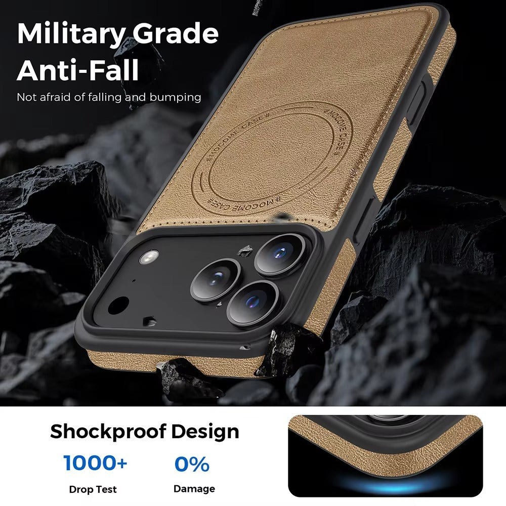 Elite iPhone Magnetic RFID Leather Wallet Case, MagSafe-Compatible Card Holder with Shock Protection & Secure Storage