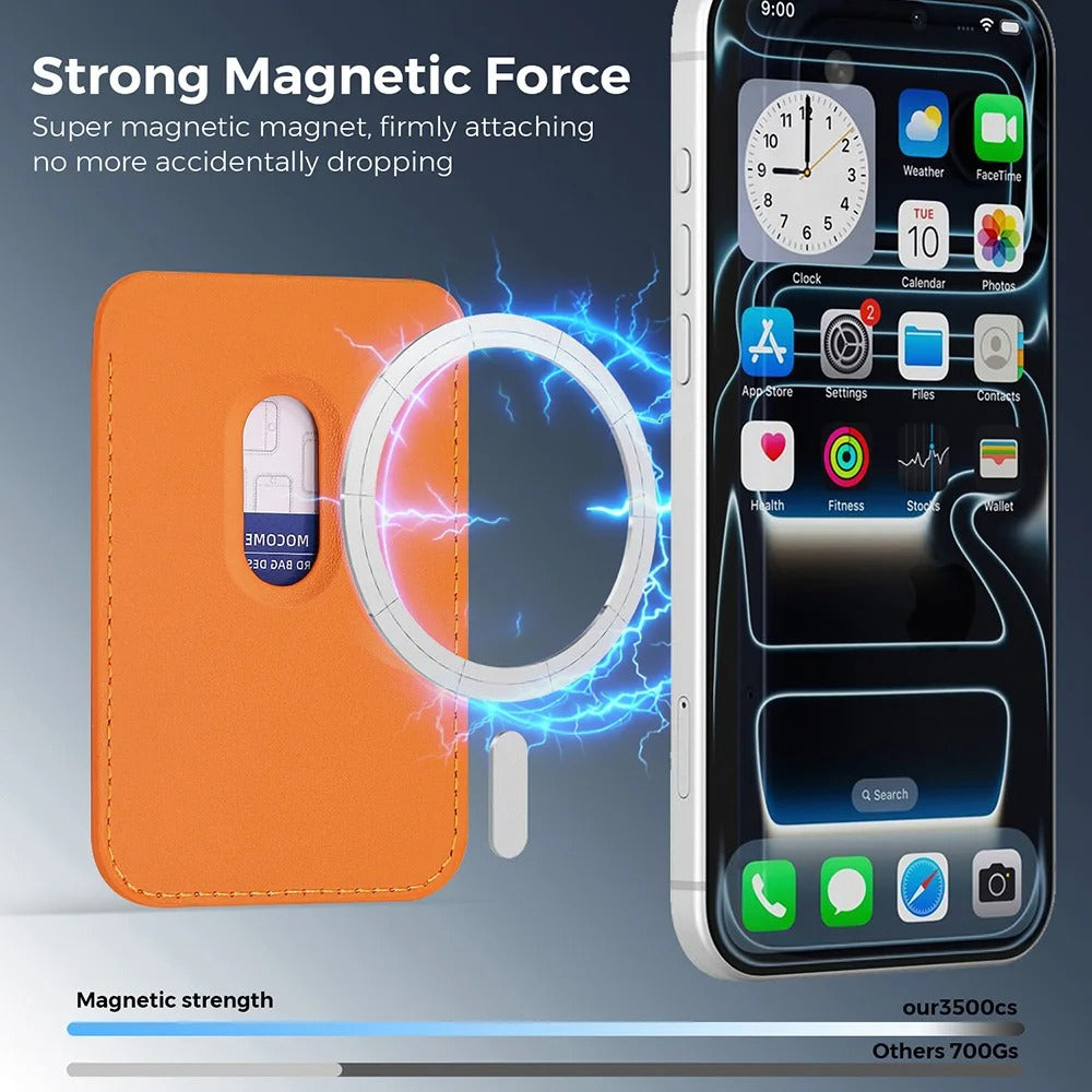 Elite iPhone Magnetic RFID Leather Wallet Case, MagSafe-Compatible Card Holder with Shock Protection & Secure Storage