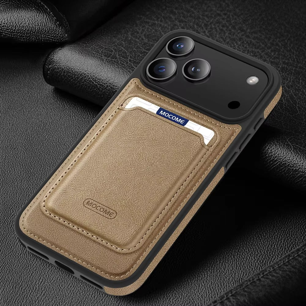 Elite iPhone Magnetic RFID Leather Wallet Case, MagSafe-Compatible Card Holder with Shock Protection & Secure Storage