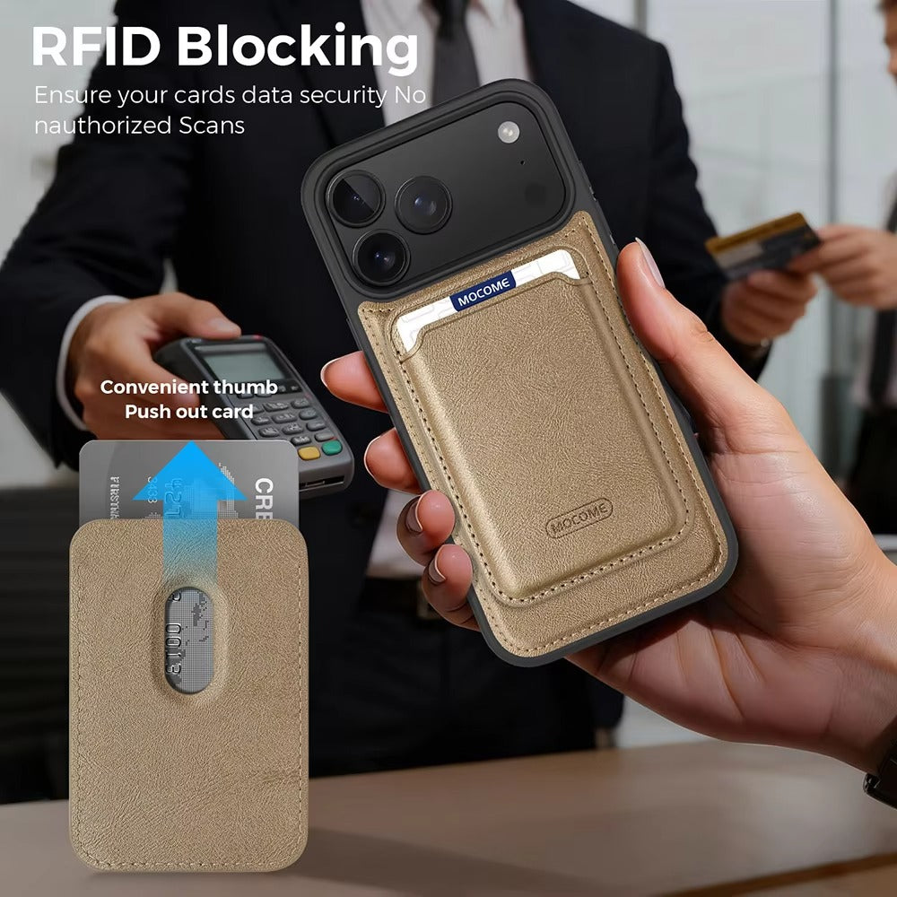 Elite iPhone Magnetic RFID Leather Wallet Case, MagSafe-Compatible Card Holder with Shock Protection & Secure Storage