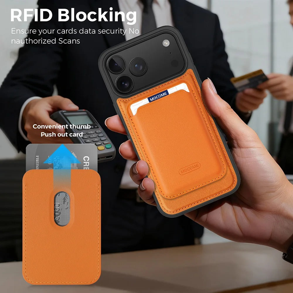 Elite iPhone Magnetic RFID Leather Wallet Case, MagSafe-Compatible Card Holder with Shock Protection & Secure Storage