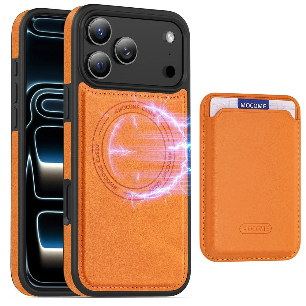 Elite iPhone Magnetic RFID Leather Wallet Case, MagSafe-Compatible Card Holder with Shock Protection & Secure Storage