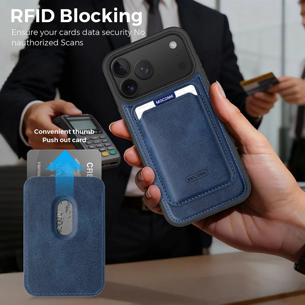 Elite iPhone Magnetic RFID Leather Wallet Case, MagSafe-Compatible Card Holder with Shock Protection & Secure Storage