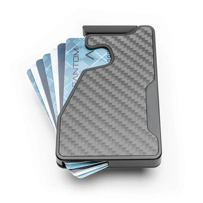Elite iPhone Magnetic Wallet Card Holder, Carbon Fiber & Aluminum Slim Case with Automatic Pop-Up Card Access, MagSafe-Compatible Anti-Fingerprint Design