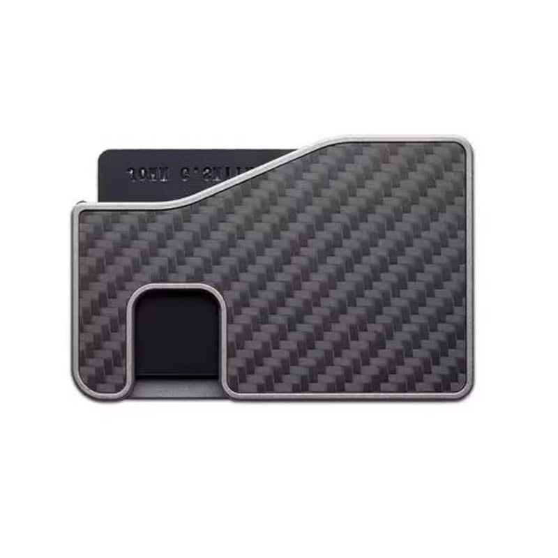 Elite iPhone Magnetic Wallet Card Holder, Carbon Fiber & Aluminum Slim Case with Automatic Pop-Up Card Access, MagSafe-Compatible Anti-Fingerprint Design