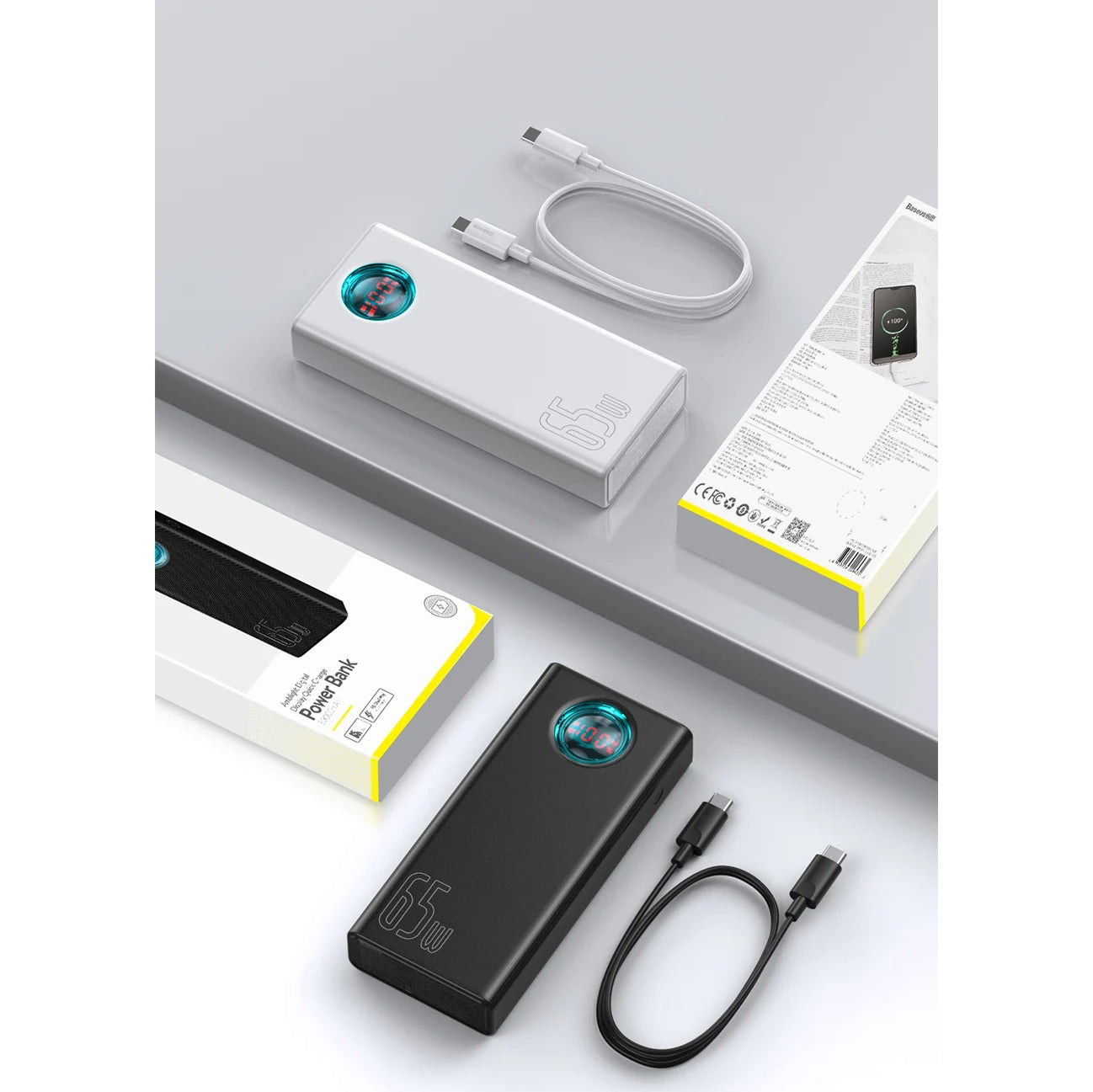 High-Quality 65W Fast Charging Power Bank 30000mAh with Built-In Cables, PD Two-Way Quick Charge External Battery Pack