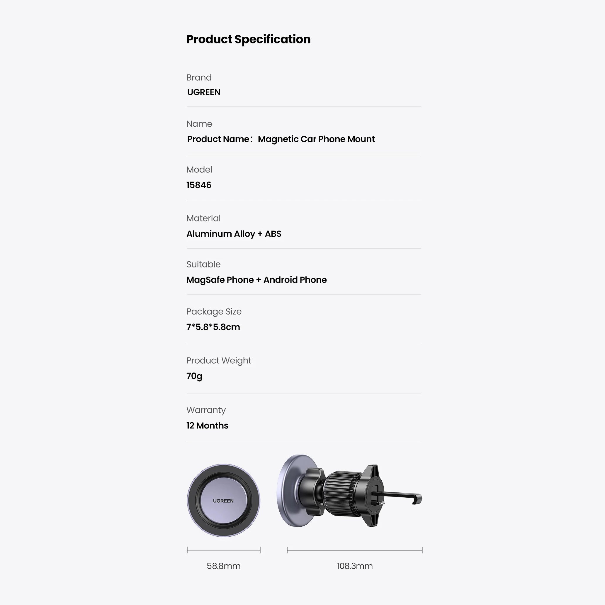 High-Quality MagSafe Magnetic Car Phone Holder, Air Vent Mount with Strong Magnet Grip, Universal Phone Stand for Secure Driving