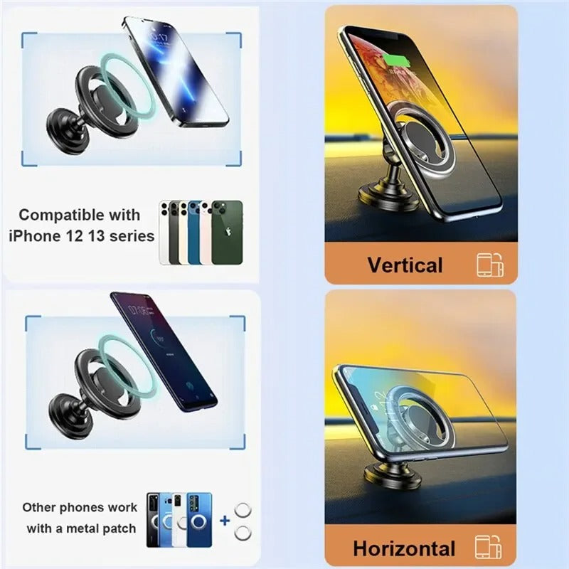 High-Quality MagSafe Magnetic Car Phone Holder, Universal Dashboard & Windshield Mount with Strong Magnet Grip, 360° Adjustable GPS Phone Stand