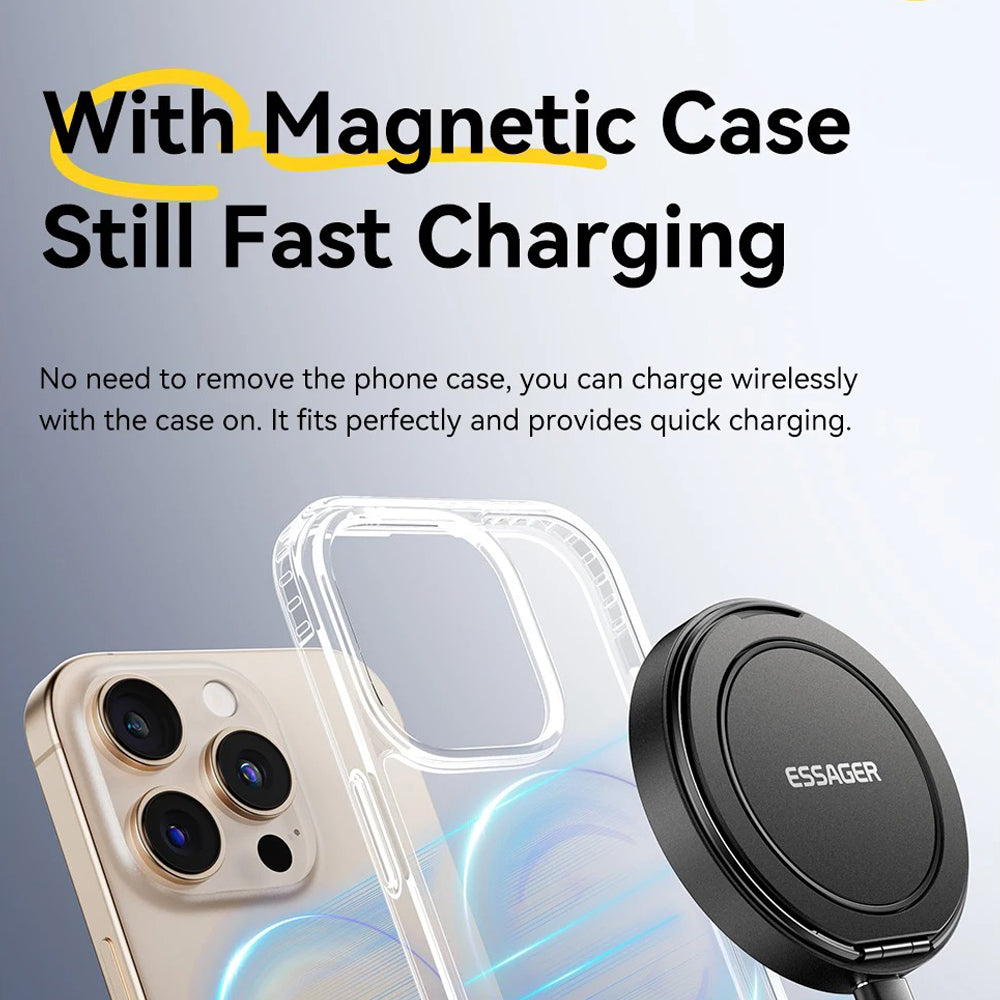 High-Quality Magnetic Wireless Charger Dock with 15W Fast Charging, Stable Stand Design & USB-C Power Input