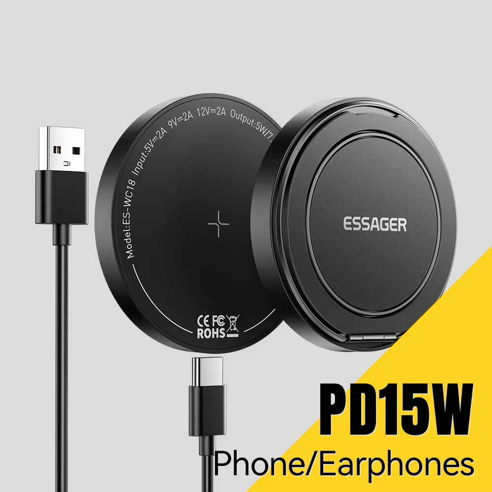 High-Quality Magnetic Wireless Charger Dock with 15W Fast Charging, Stable Stand Design & USB-C Power Input