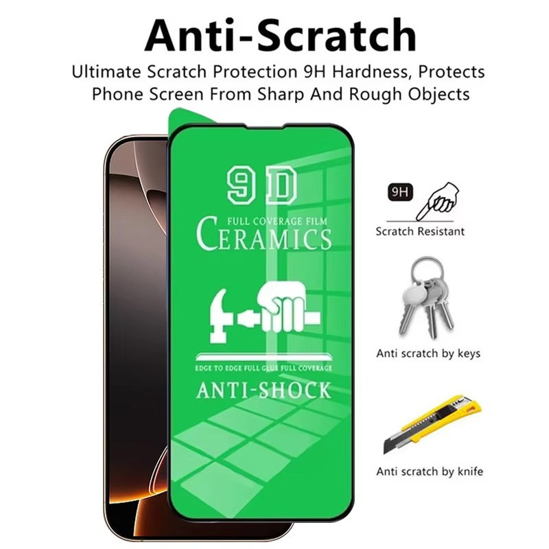 High-Quality iPhone Ceramic Screen Protector – Clear Protective Film with Smooth Touch Clarity, Anti-Fingerprint Surface, Scratch Resistance & Shatter Control
