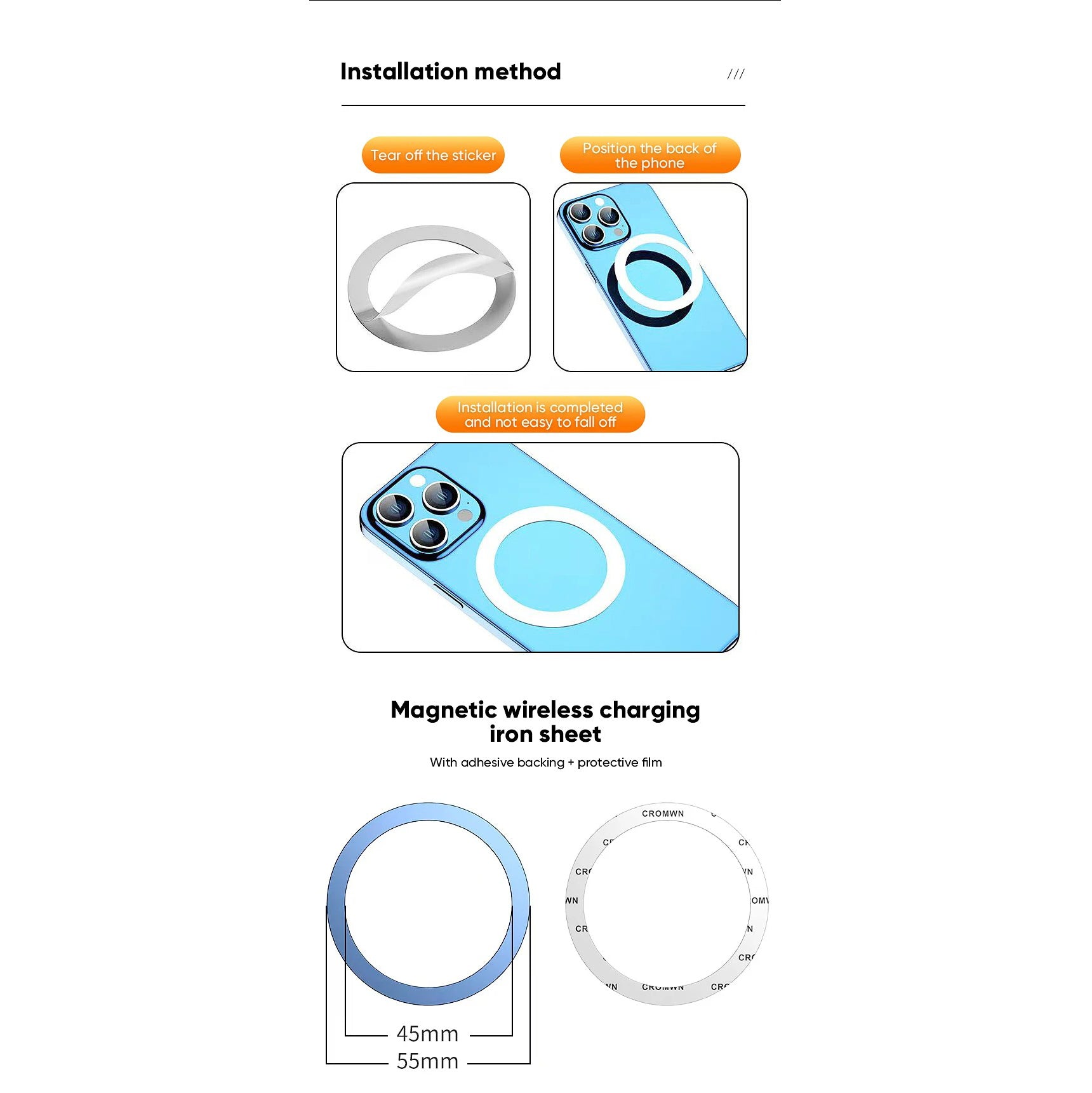 High-Quality iPhone MagSafe Magnetic Car Phone Holder, 360° Rotating Metal Mount with Strong Magnetic Grip for Dashboard Use