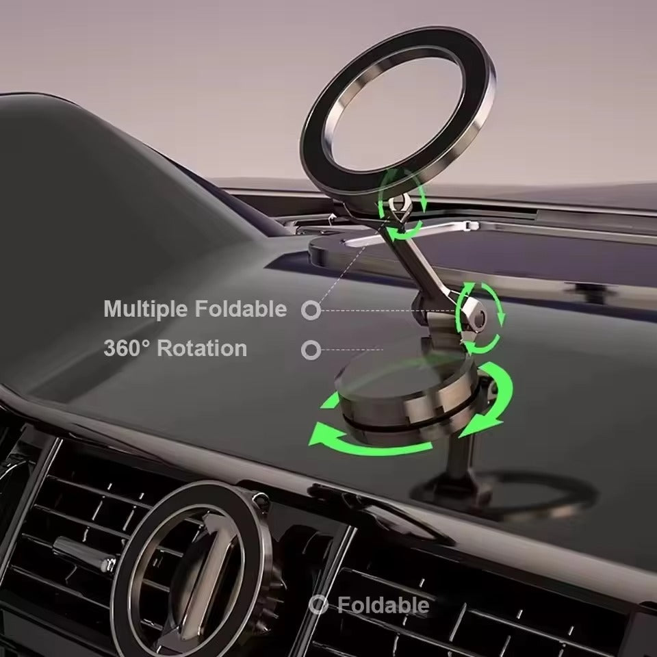 High-Quality iPhone MagSafe Magnetic Car Phone Holder, 360° Rotating Metal Mount with Strong Magnetic Grip for Dashboard Use