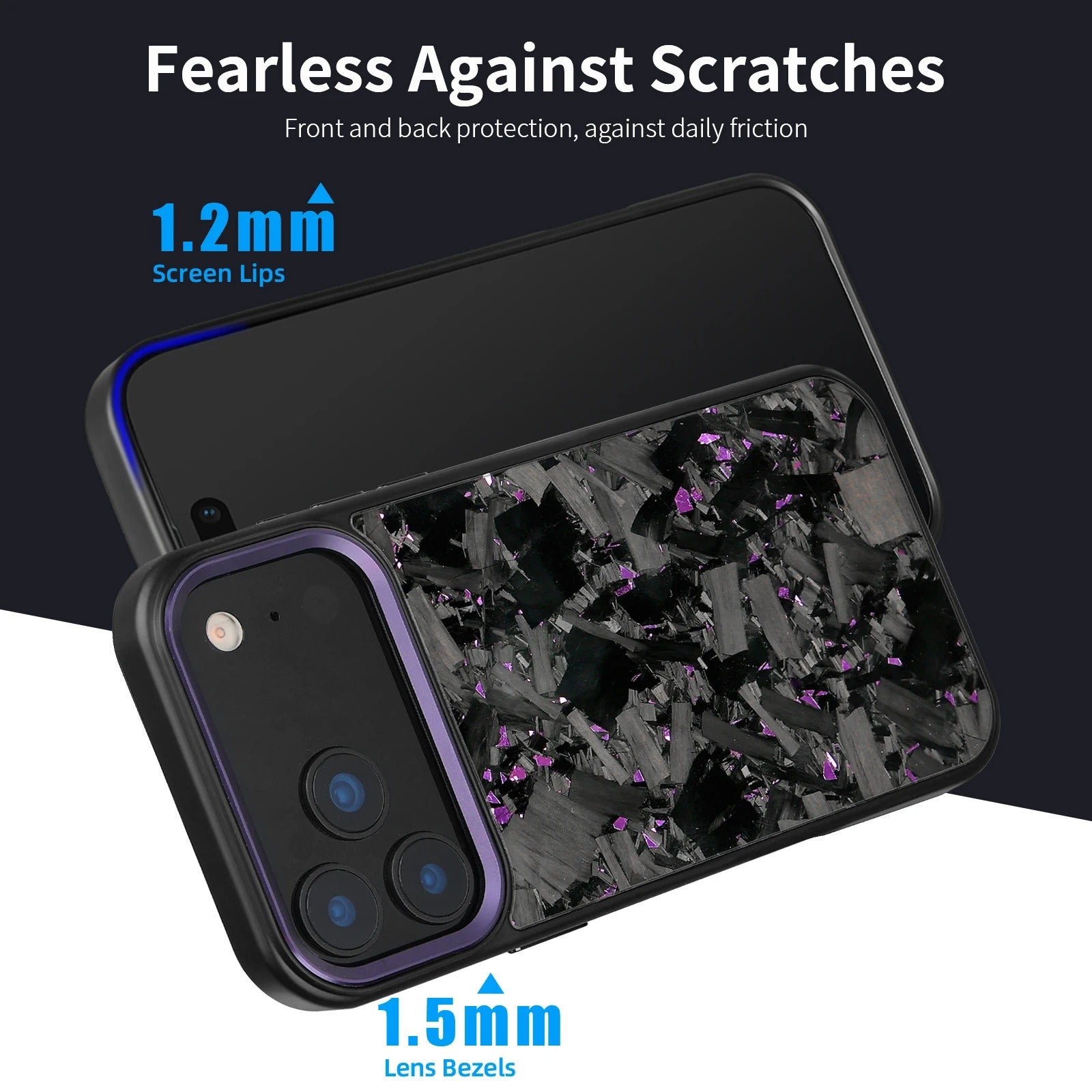 Impact-Ready iPhone Forged Carbon Fiber Case, MagSafe-Compatible Full Coverage Phone Cover with Metal Camera Lens & Button Protection