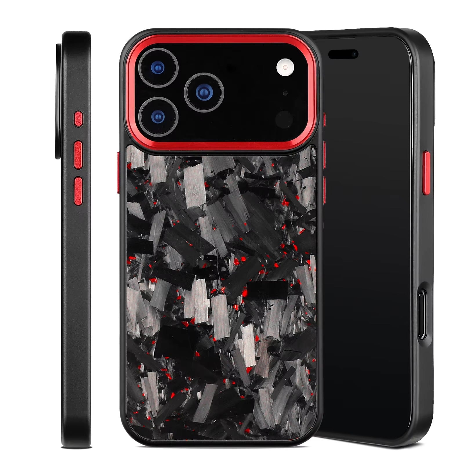 Impact-Ready iPhone Forged Carbon Fiber Case, MagSafe-Compatible Full Coverage Phone Cover with Metal Camera Lens & Button Protection