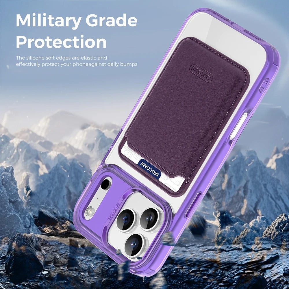 Impact-Ready iPhone Magnetic Case with Detachable Wallet, Shockproof TPU & PC Protective Cover, MagSafe-Compatible Card Holder Design