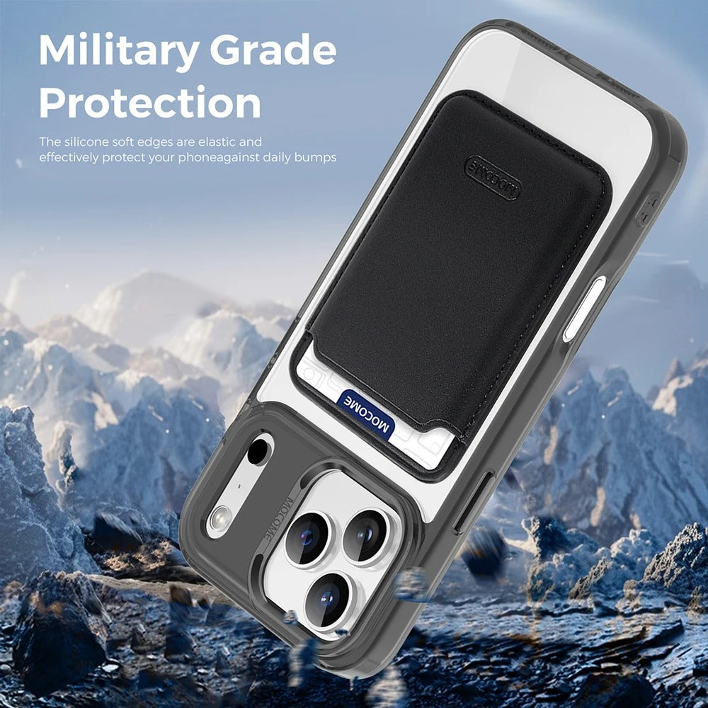 Impact-Ready iPhone Magnetic Case with Detachable Wallet, Shockproof TPU & PC Protective Cover, MagSafe-Compatible Card Holder Design