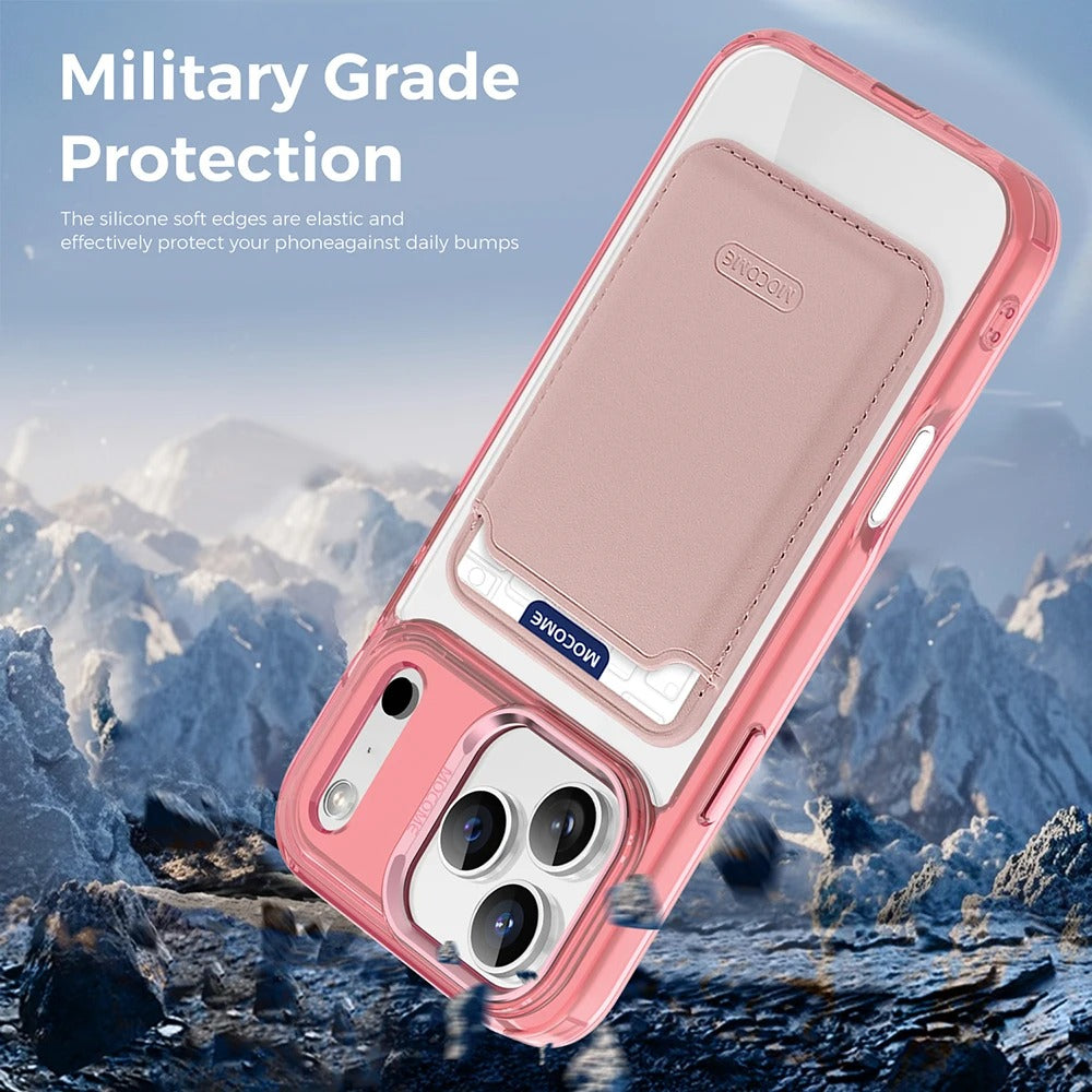 Impact-Ready iPhone Magnetic Case with Detachable Wallet, Shockproof TPU & PC Protective Cover, MagSafe-Compatible Card Holder Design