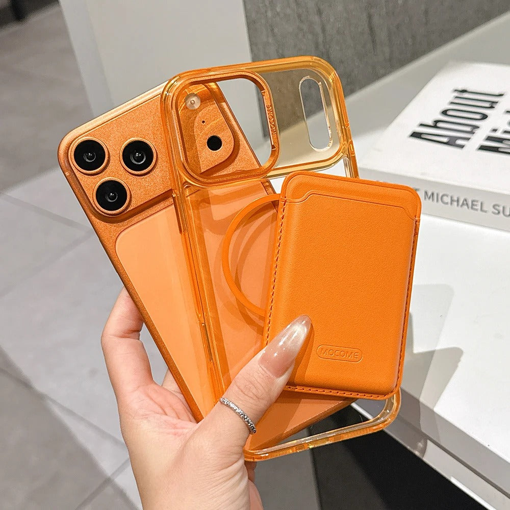 Impact-Ready iPhone Magnetic Case with Detachable Wallet, Shockproof TPU & PC Protective Cover, MagSafe-Compatible Card Holder Design