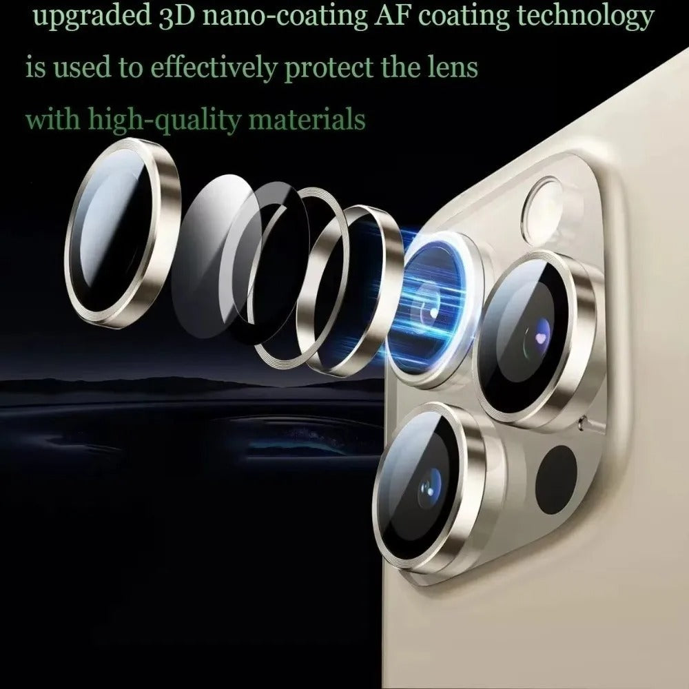 Impact-Ready iPhone Metal Ring Camera Lens Protector, Alloy Steel Tempered Glass with Full Coverage, Scratch Resistance & Shatter Protection
