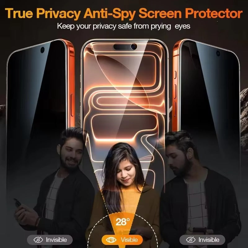 Impact-Ready iPhone Privacy Screen Protector – Full Cover Anti-Spy Tempered Glass with Fingerprint Resistance, Scratch Protection & Shatter-Resistant Display Shield