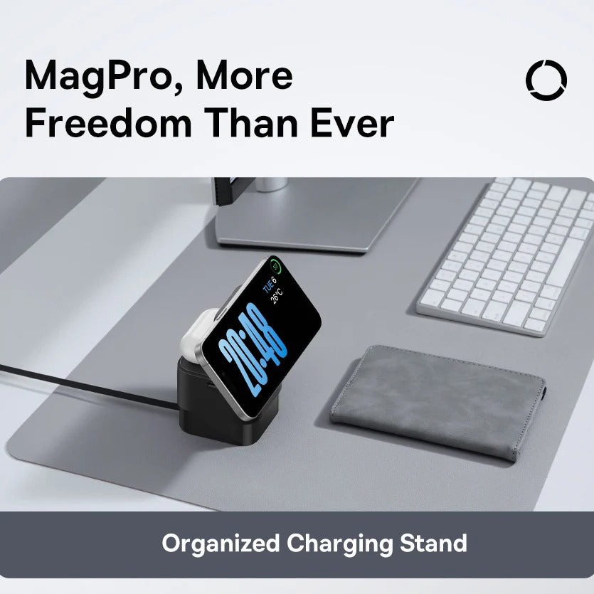 Luxury 3-in-1 Magnetic Wireless Charger Stand with 25W Fast Charging, 15W Wireless Output, Desktop Dock for Phones & Earphones
