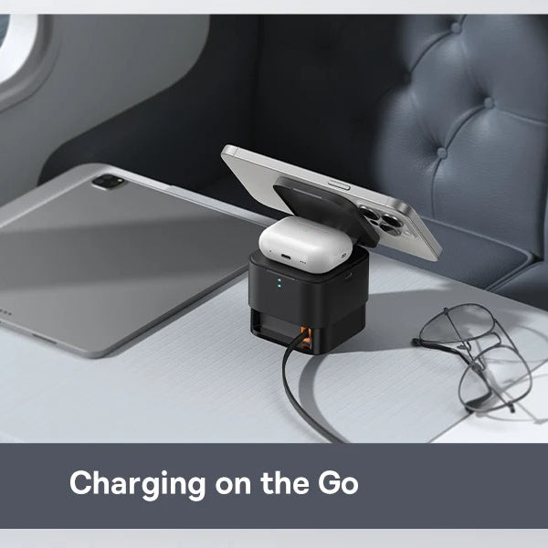 Luxury 3-in-1 Magnetic Wireless Charger Stand with 25W Fast Charging, 15W Wireless Output, Desktop Dock for Phones & Earphones