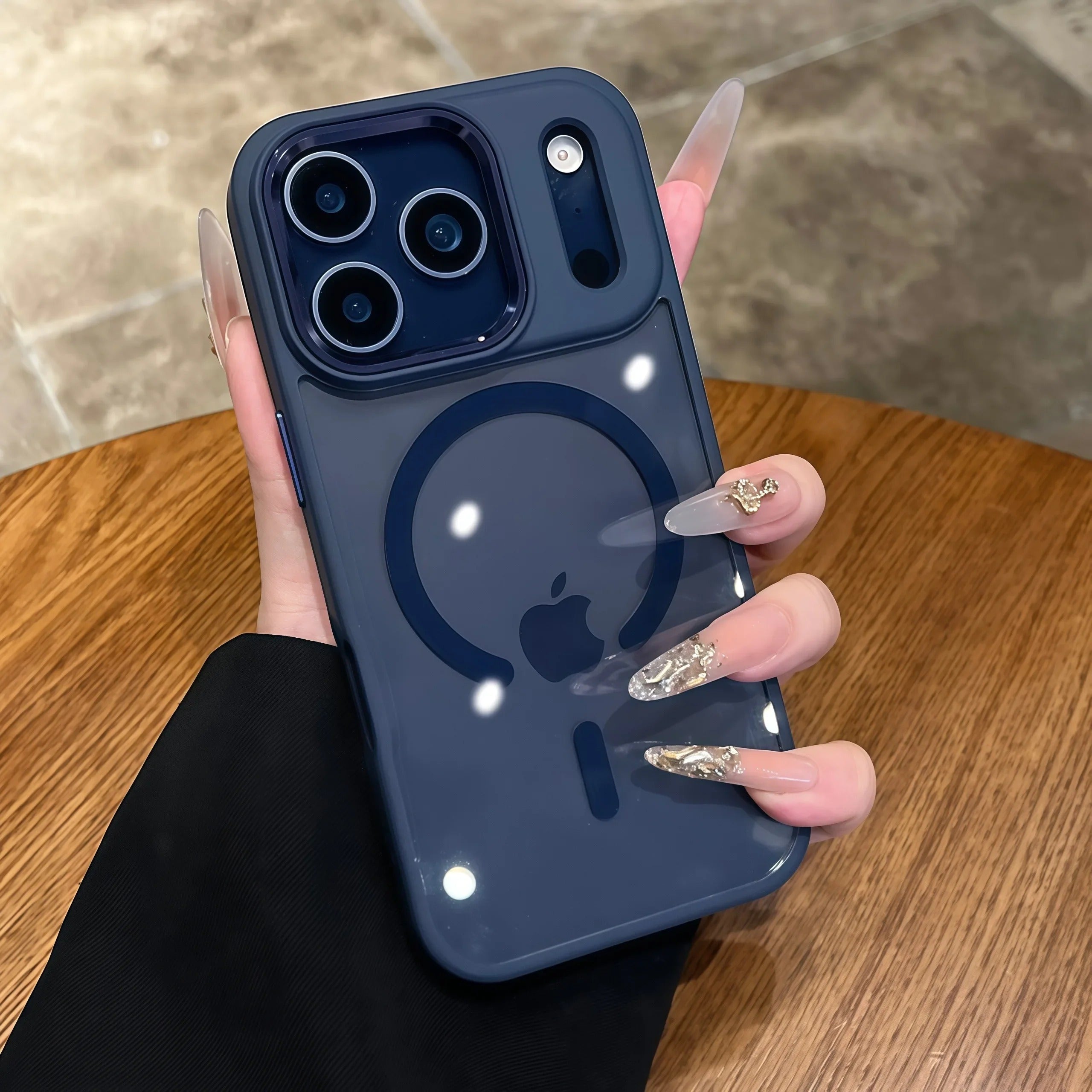 Luxury iPhone Case — Acrylic MagSafe Transparent PC+TPU Full Coverage with Camera Lens Protection, Shockproof, Anti-Fingerprint, Wireless-Charging Compatible Design