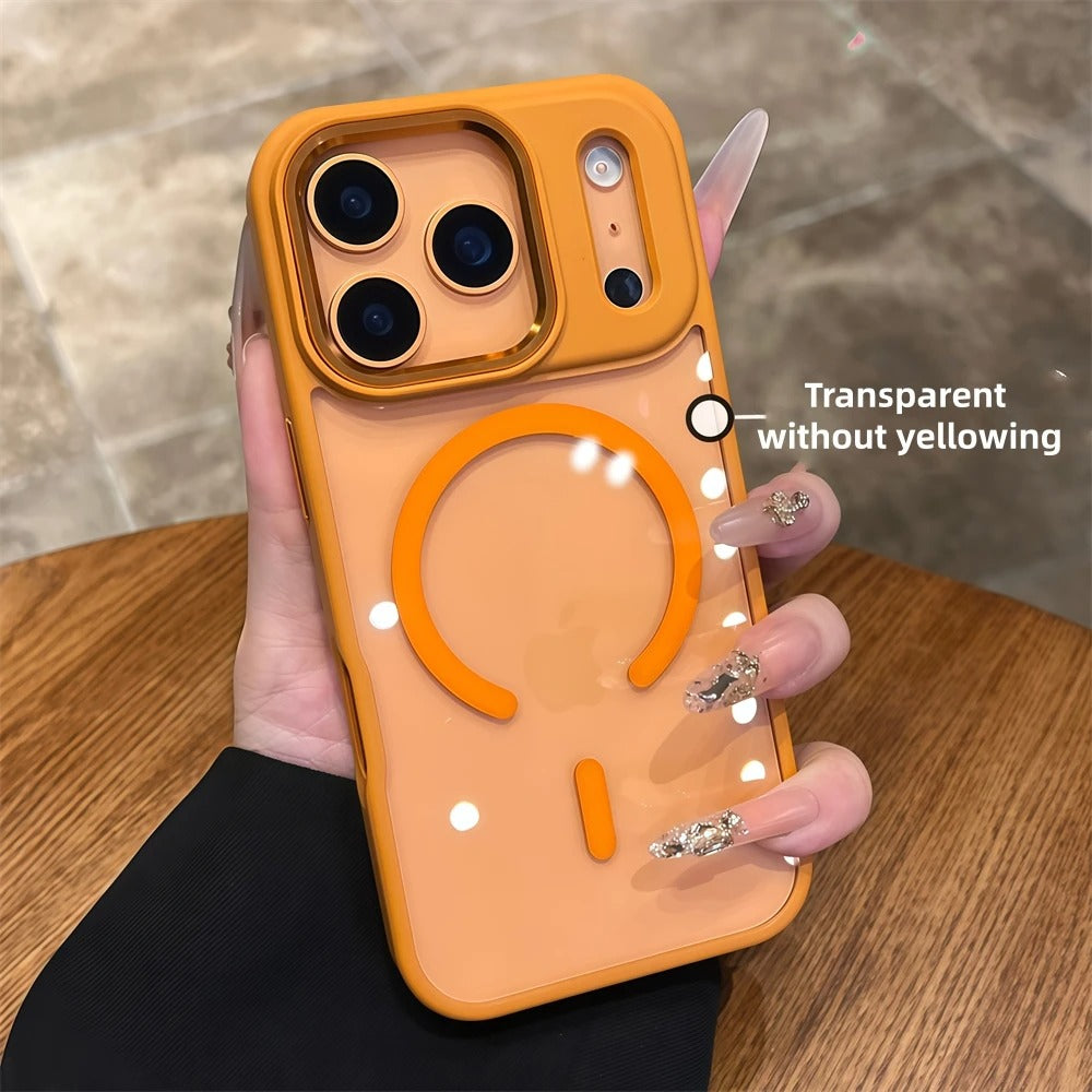 Luxury iPhone Case — Acrylic MagSafe Transparent PC+TPU Full Coverage with Camera Lens Protection, Shockproof, Anti-Fingerprint, Wireless-Charging Compatible Design