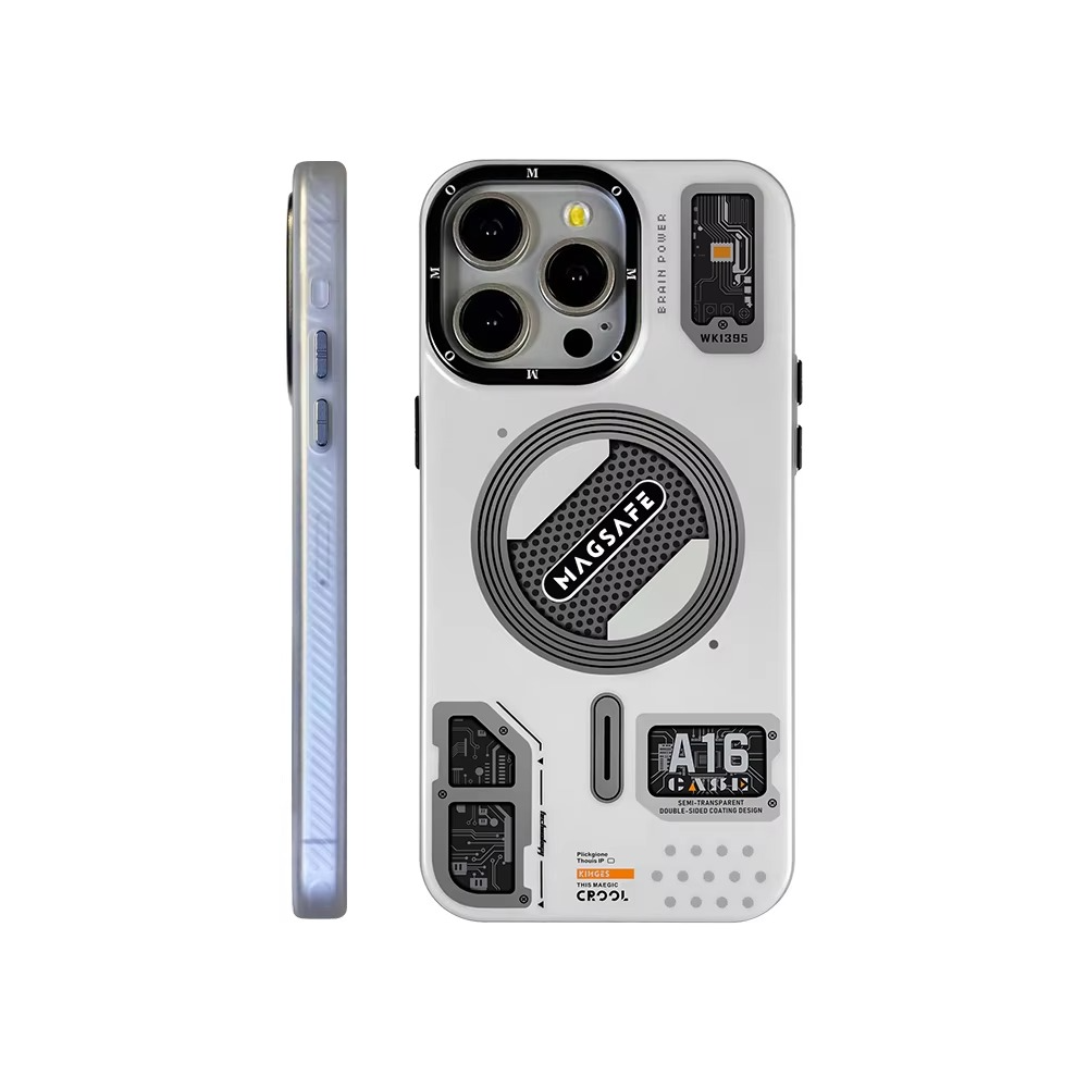 Luxury MagSafe Shockproof iPhone Case — High-Tech Geometric Hard PC Back, Anti-Fingerprint Matte Grip, Wireless Charging Compatible