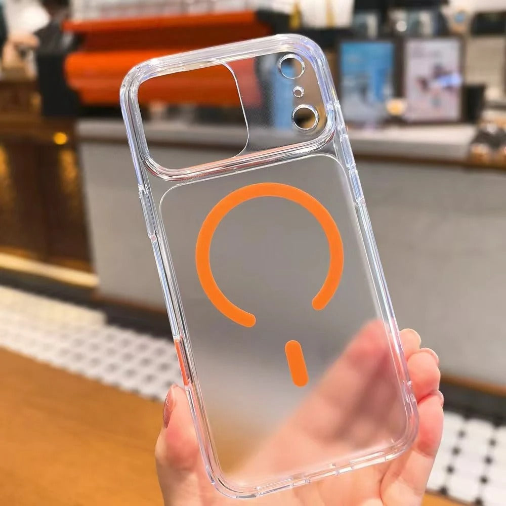 Luxury iPhone Case — MagSafe Magnetic Transparent TPU+PC Protective Cover with Camera Button, Shock-Resistant Slim Design