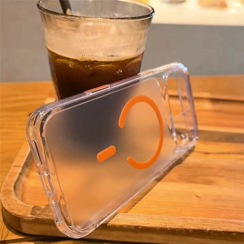 Luxury iPhone Case — MagSafe Magnetic Transparent TPU+PC Protective Cover with Camera Button, Shock-Resistant Slim Design