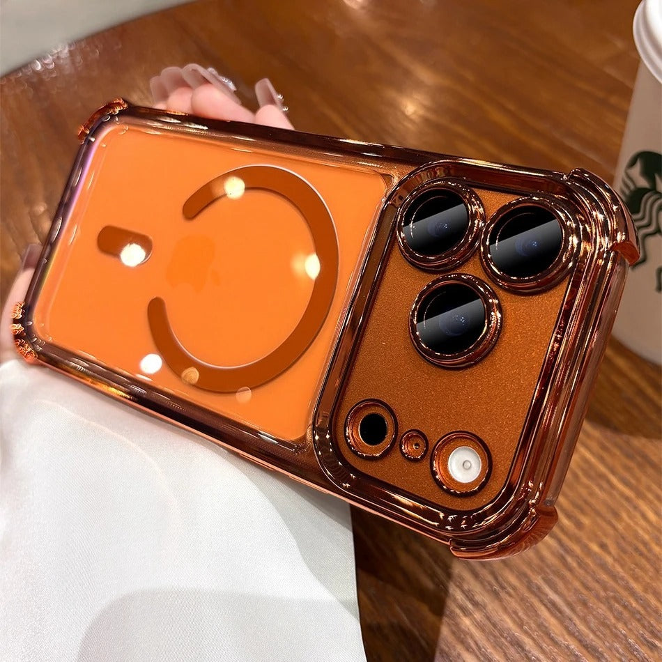 Luxury iPhone Case — Transparent MagSafe Soft TPU Airbag Cover with Shockproof Anti-Knock Clear Full Protection for Wireless Charging