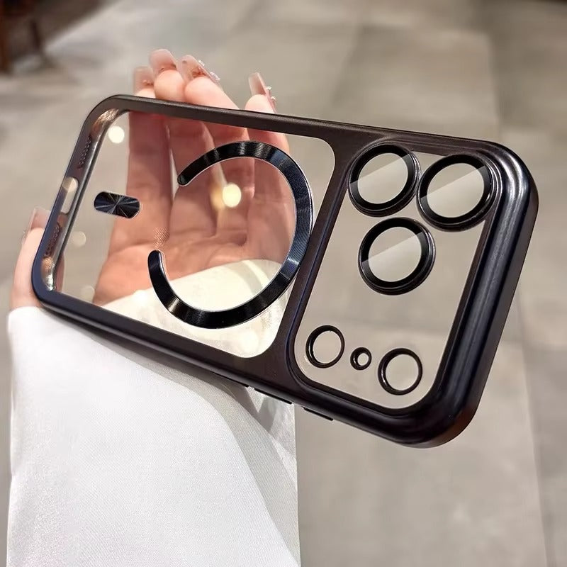 Luxury iPhone Case — Transparent Plating MagSafe Compatible Soft TPU Cover with Camera Protection, Shockproof Design, Anti-Fingerprint, Non-Slip Finish