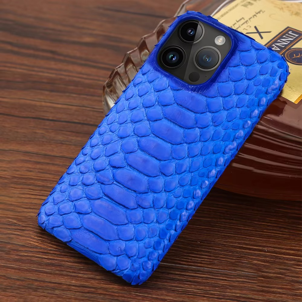 Luxury iPhone Case — Genuine Python Leather Cover with Premium PC Backing, Non-Slip Lightweight Design and Dustproof Anti-Scratch Protection
