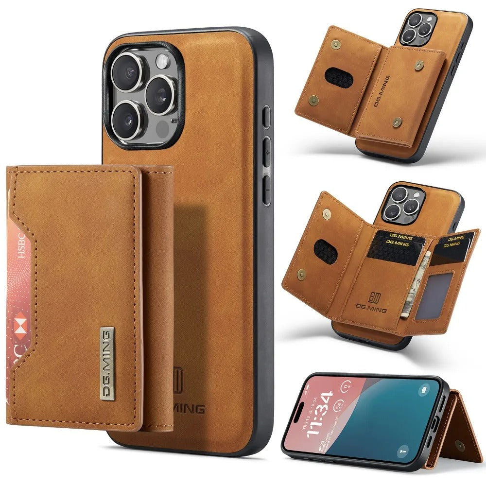 Luxury iPhone 2-in-1 Detachable Wallet Case — Magnetic PU Leather Cover with Card Holder, Slim Shockproof Design, Anti-Fingerprint and Non-Slip Protection