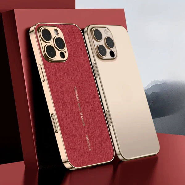 Luxury iPhone Case Plating Leather Back Cover — Full Lens Protection, Shockproof Anti-Fingerprint Scratch-Resistant Slim Design